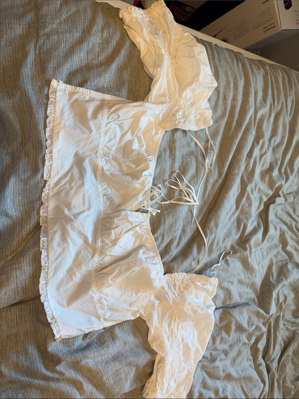 Zara White Ruffle Tie-Front Crop Top